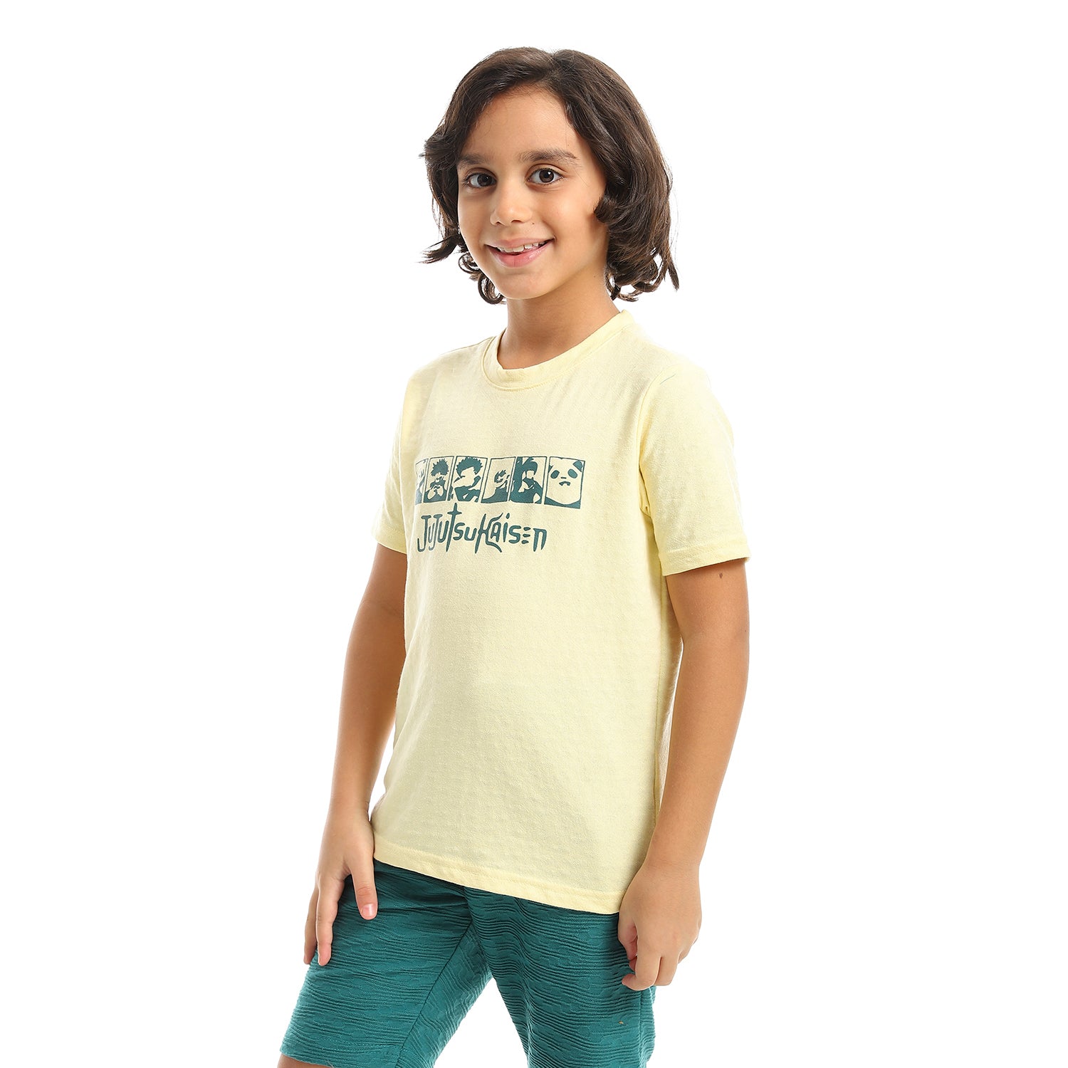 Boy's Jacquard Pajama Set with Printed -Lite Yellow
