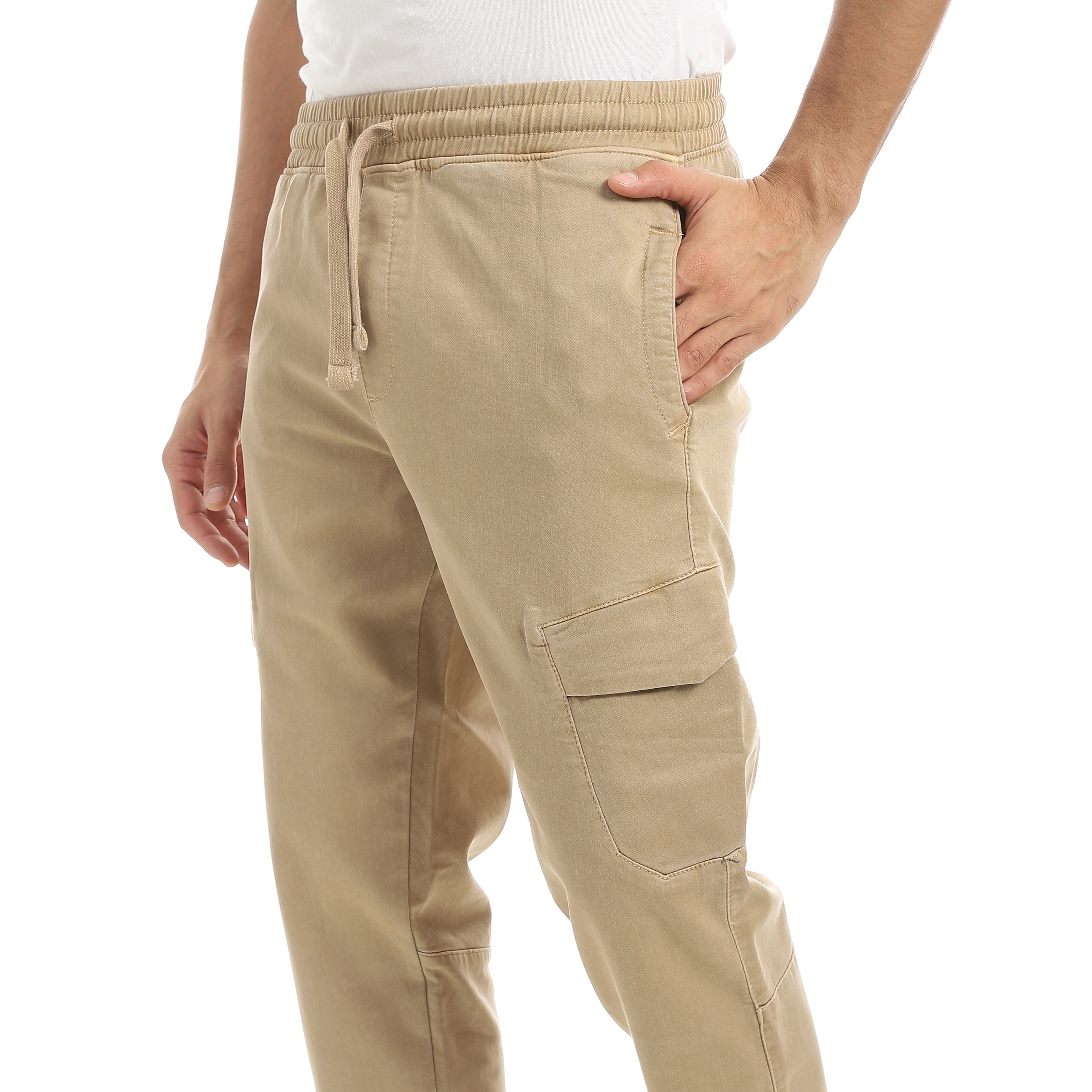 Men's Gabardine Cargo Jogger Pants - Beige