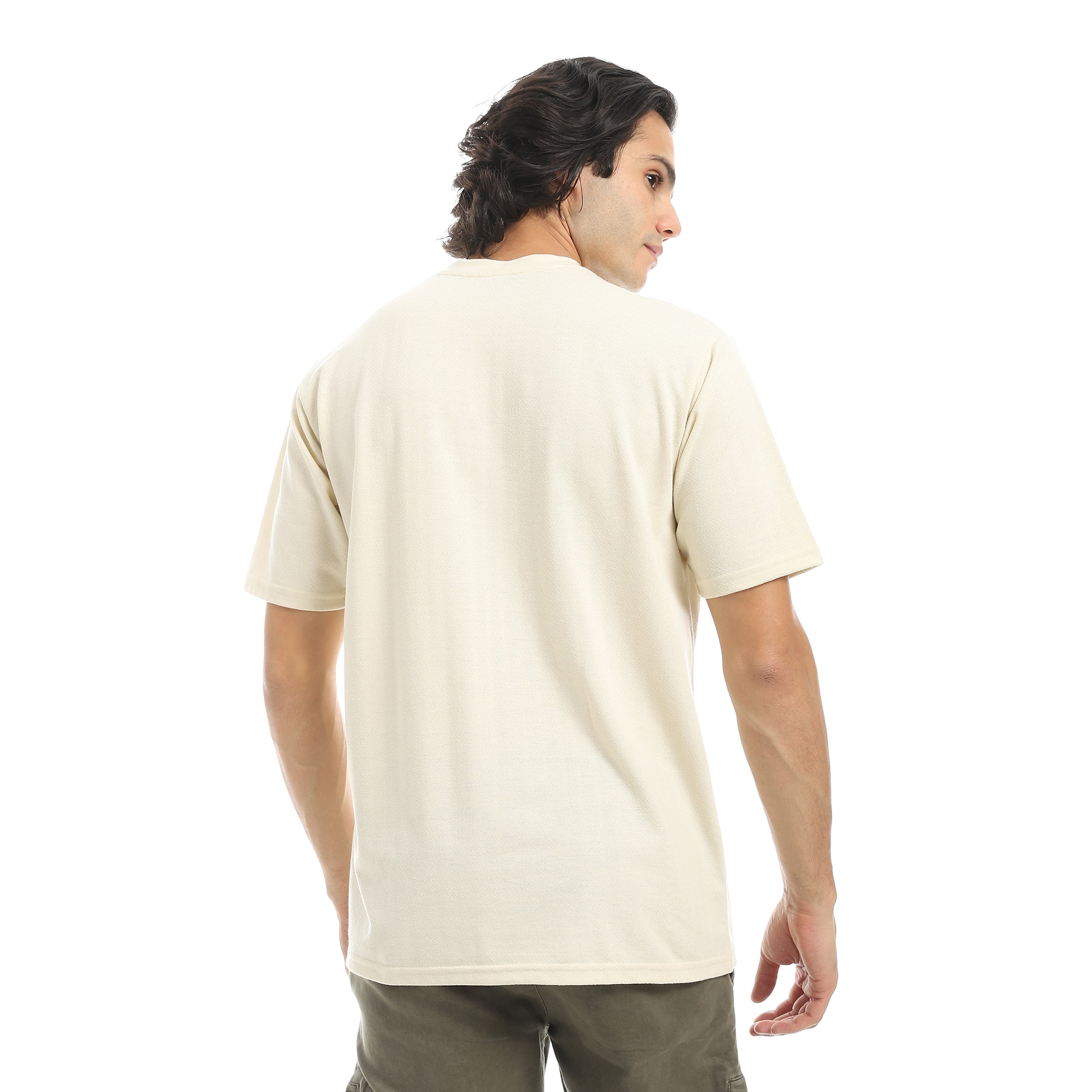 Men's Jacquard T-Shirt with "GRAVE" Print - Off White