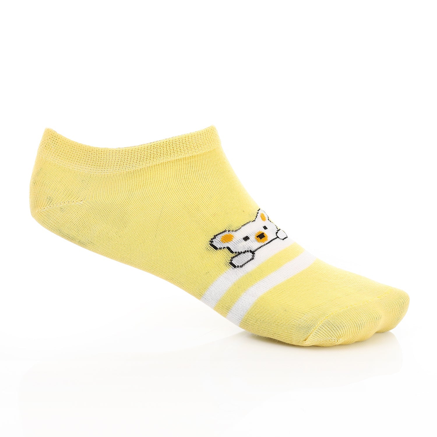 Women's No Show Socks With Drawings - Yellow