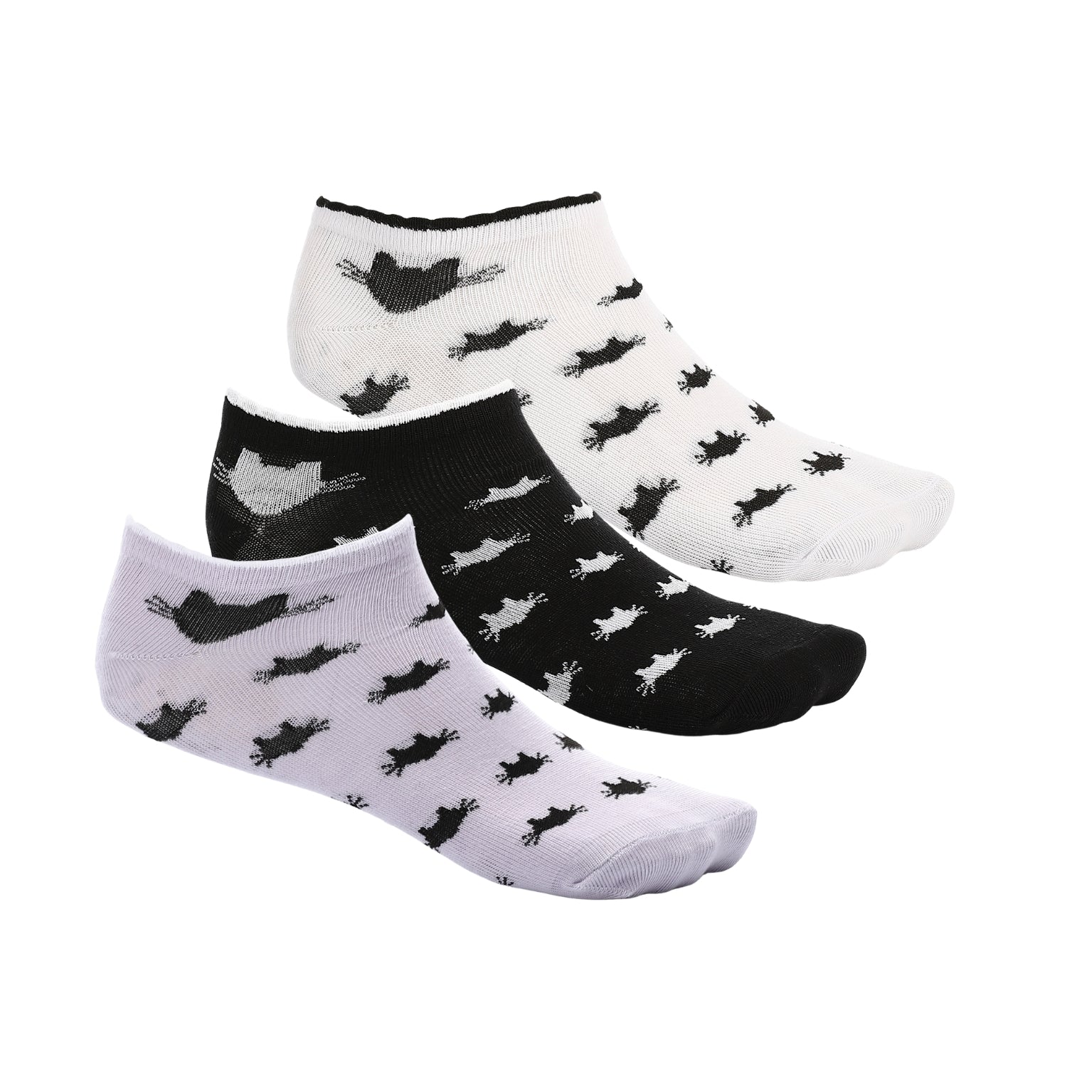 3 Pairs of Colorful Cat-Print Women's Socks