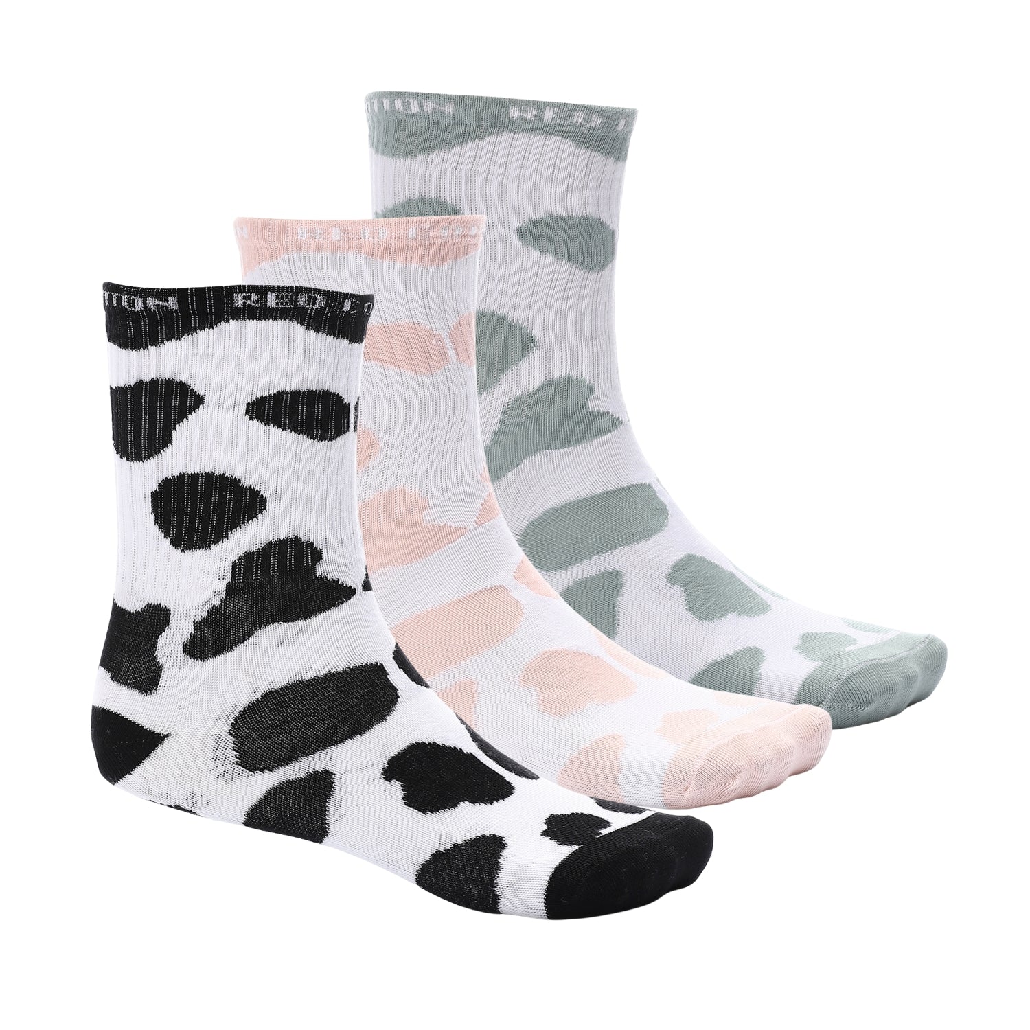3 Pairs of Colorful Cow-Print Women's Socks