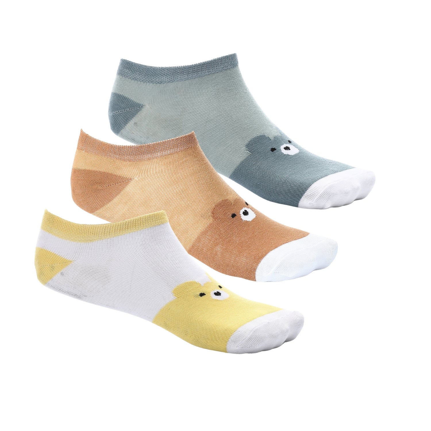 3 Pairs of Colorful Bear-Print Women's Socks