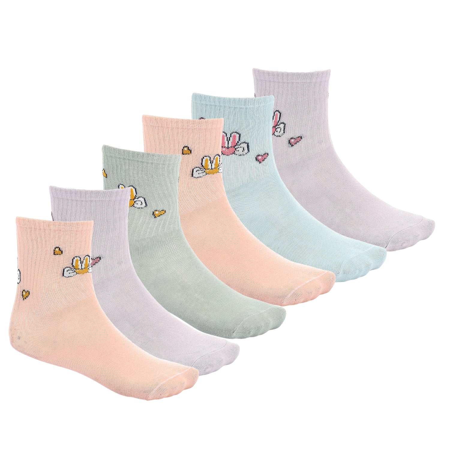 6 Pairs of Girls’ Cotton Socks with Bows