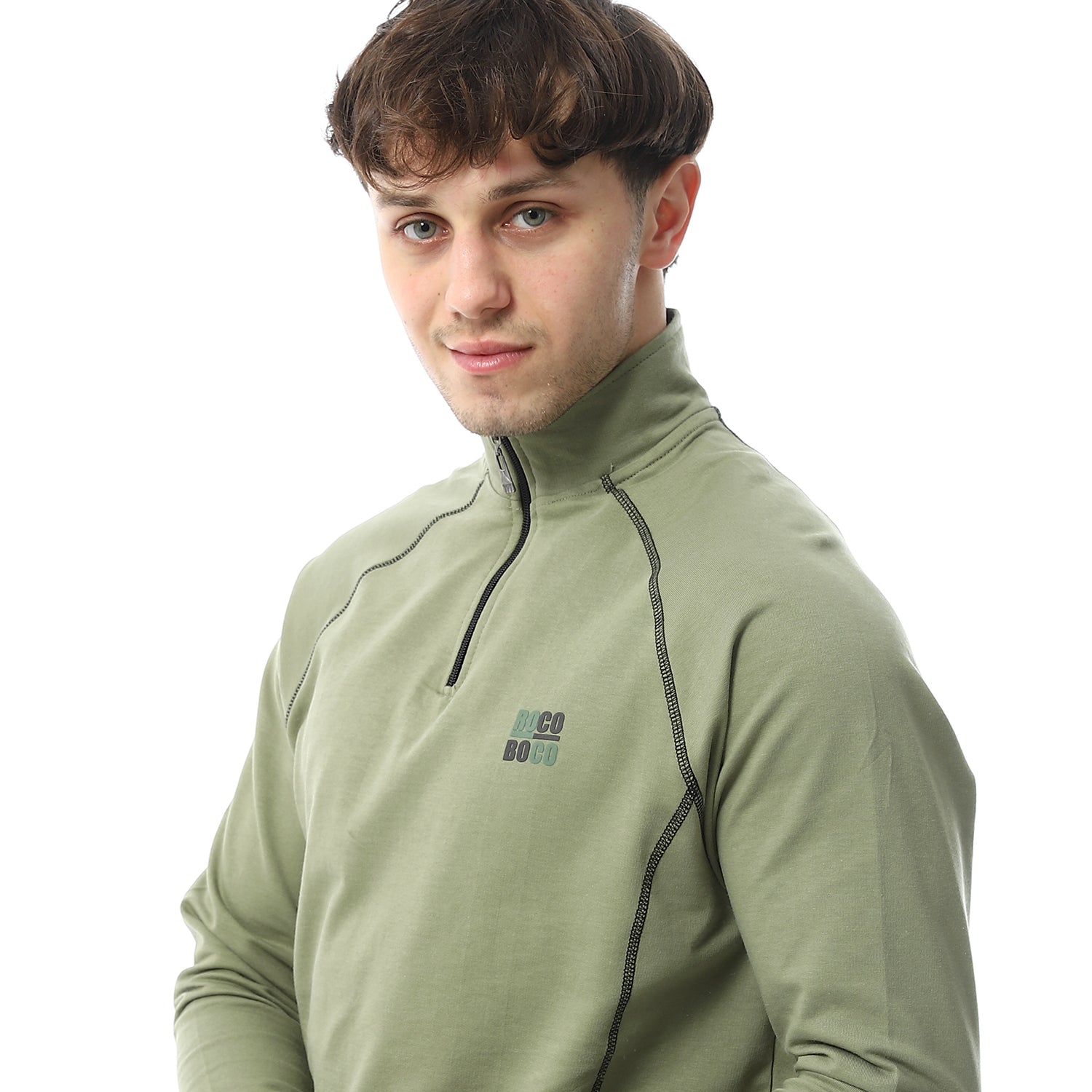 Men's Autumn Quarter Zipper Pajama - Dark Green