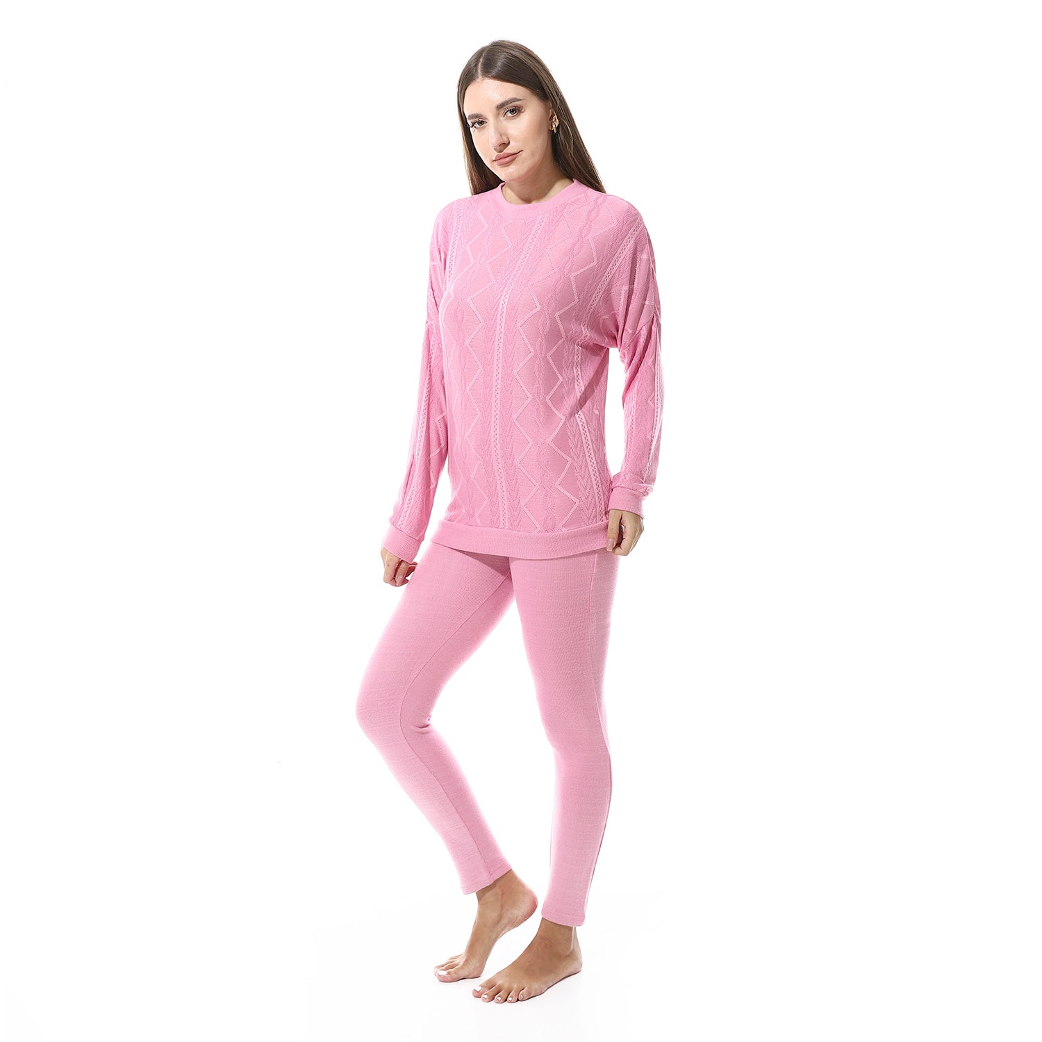 Women's Autumn Jacquard Pajamas - Rose