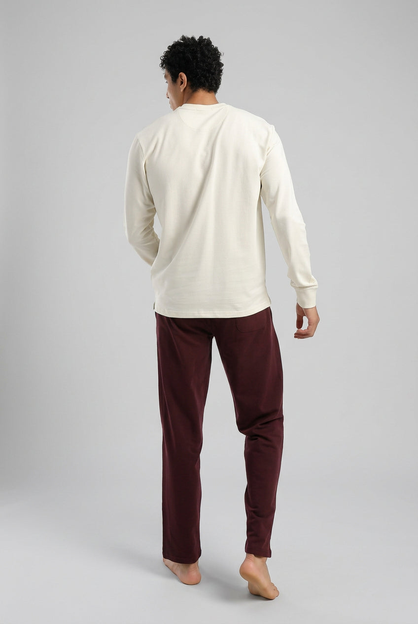 Classic Men’s Cotton Pajama Set – Long-Sleeve Top & Check Pants