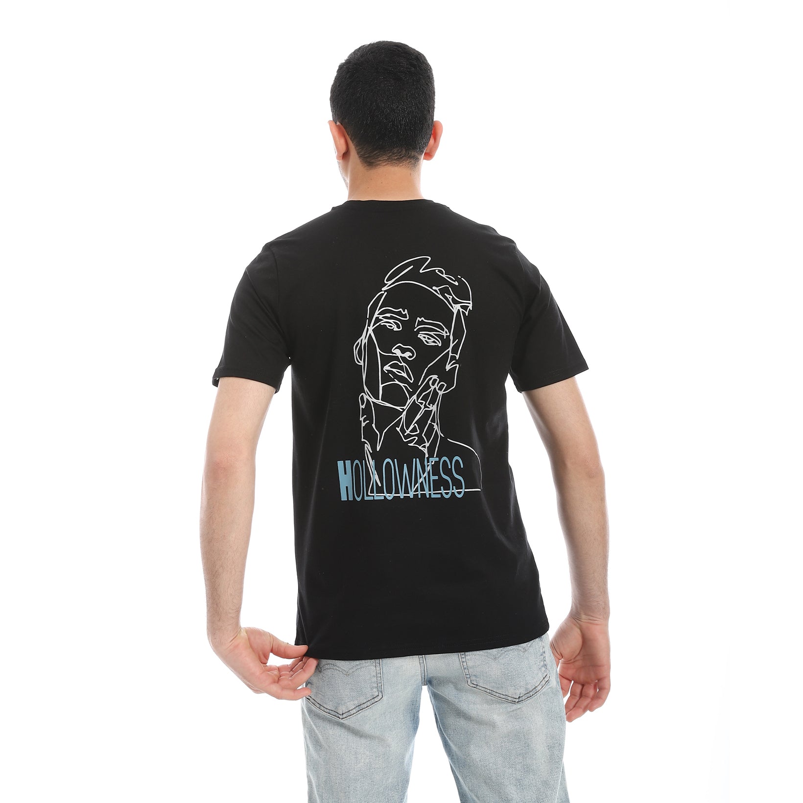 Men's Regular Fit Printed Cotton T-Shirt- Black