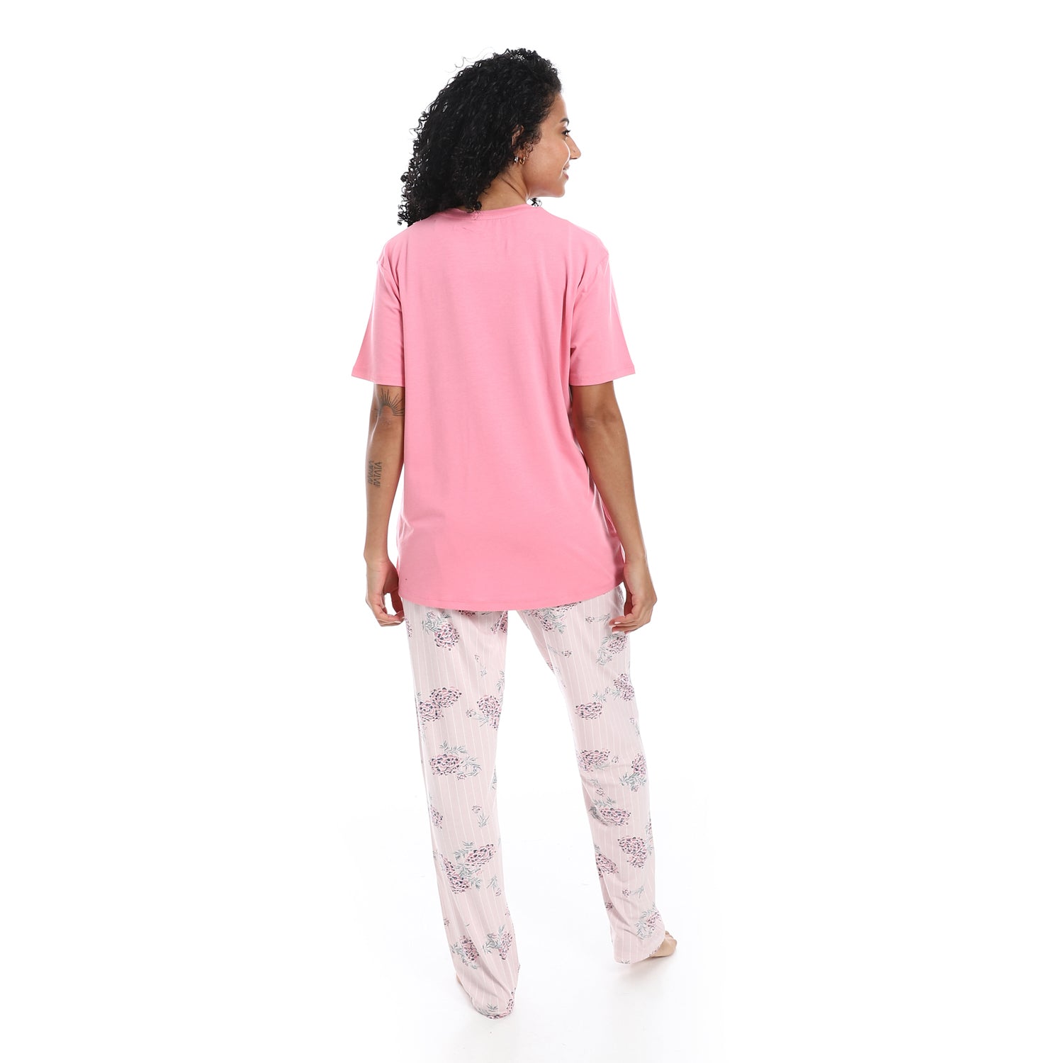 Women's Summer Pajama - Floral Pants - Rose