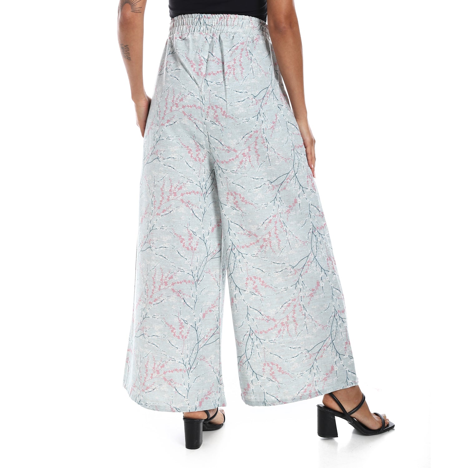 Wide Leg pants, full elastic waist - Lite Blue