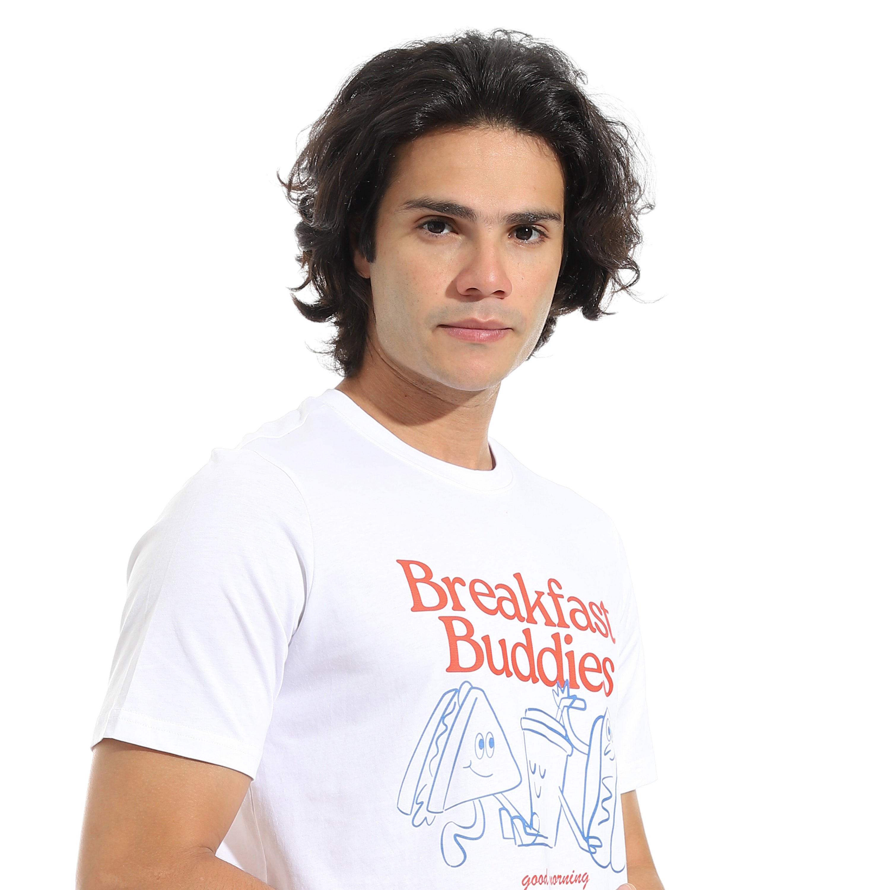 Men's Cotton Pajama Set – White Round neck T-Shirt & Red Checkered Pants