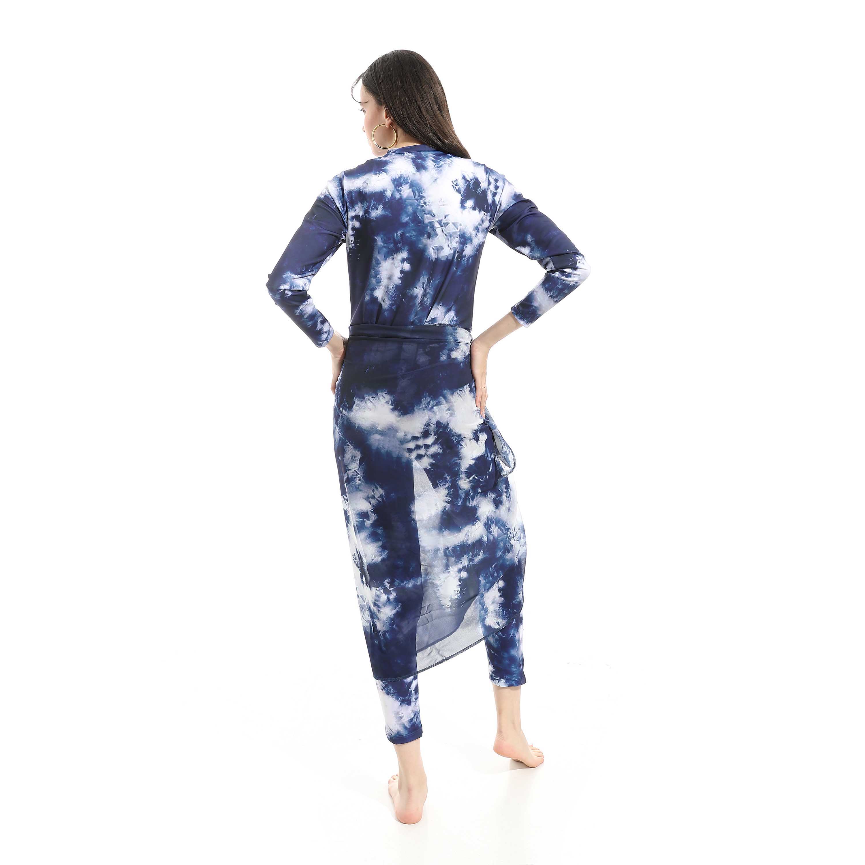 Women's Modest Swimwear Set - Navy Marble