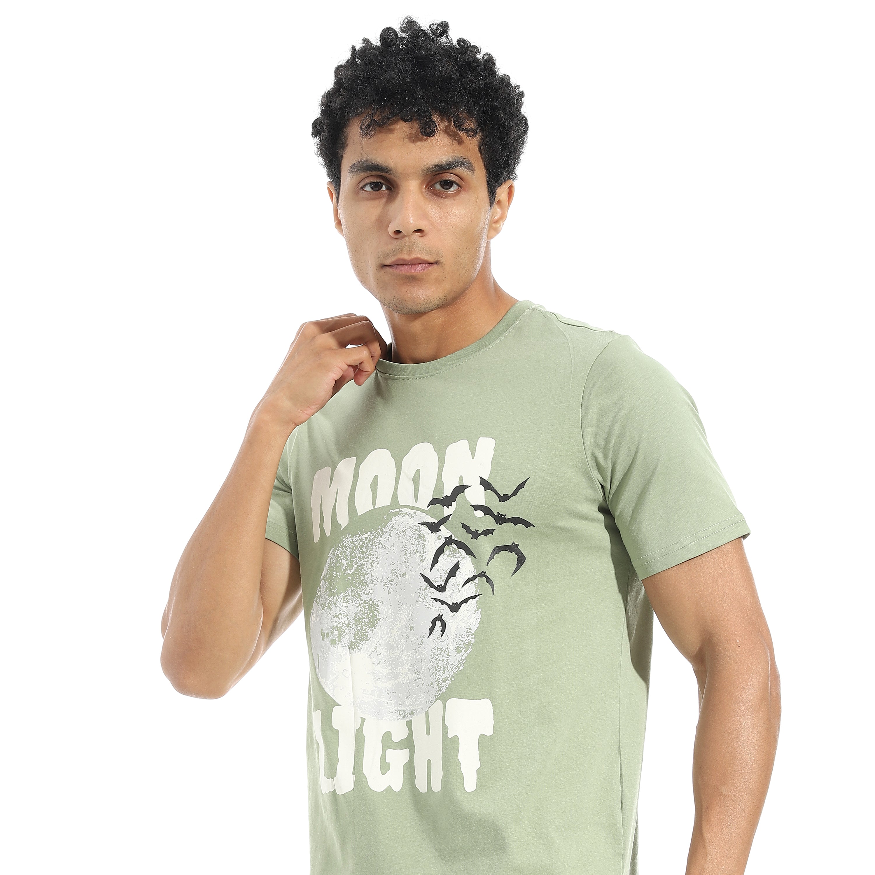 Men's Cotton Pajama Set – Olive Round neck T-Shirt & Red Checkered Pants