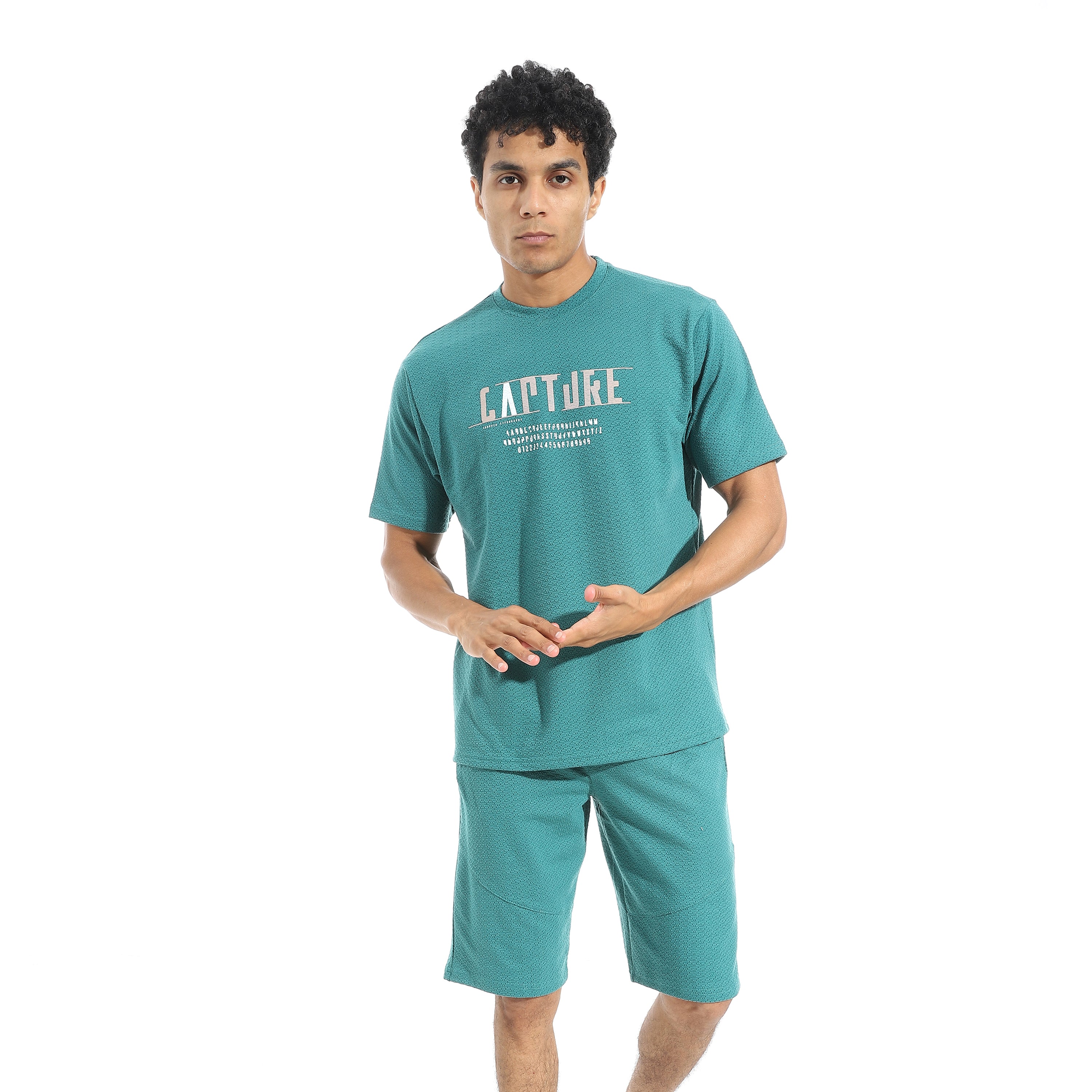 Men's Casual Red T-Shirt & Shorts Set – Printed
