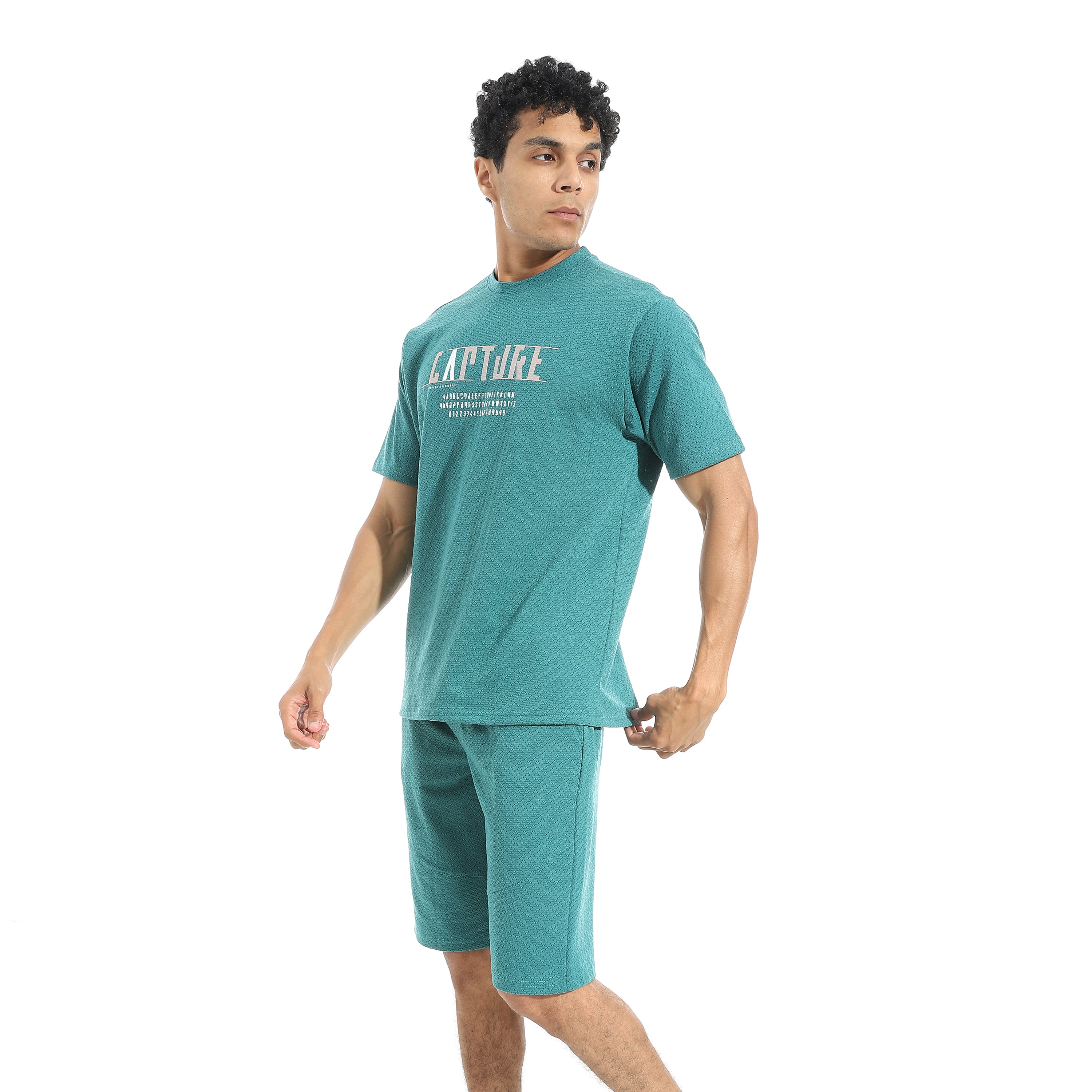 Men's Casual Red T-Shirt & Shorts Set – Printed