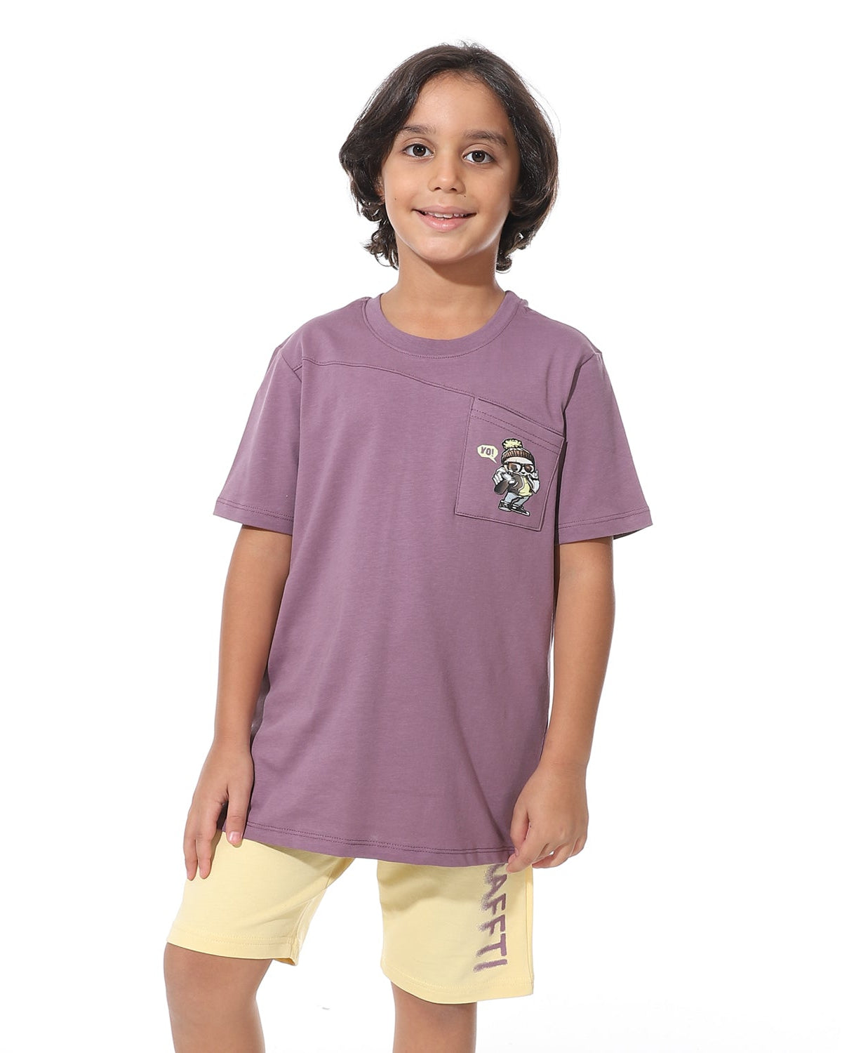 Cool Boys’ Pajama Shorts Set – Bold Back Print for Little Stars