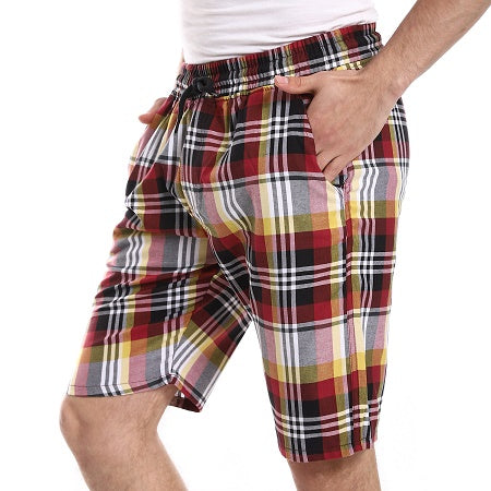 Comfy and Stylish Men's Soft Check Pentacore-dark red