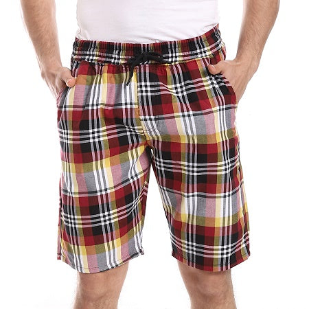 Comfy and Stylish Men's Soft Check Pentacore-dark red