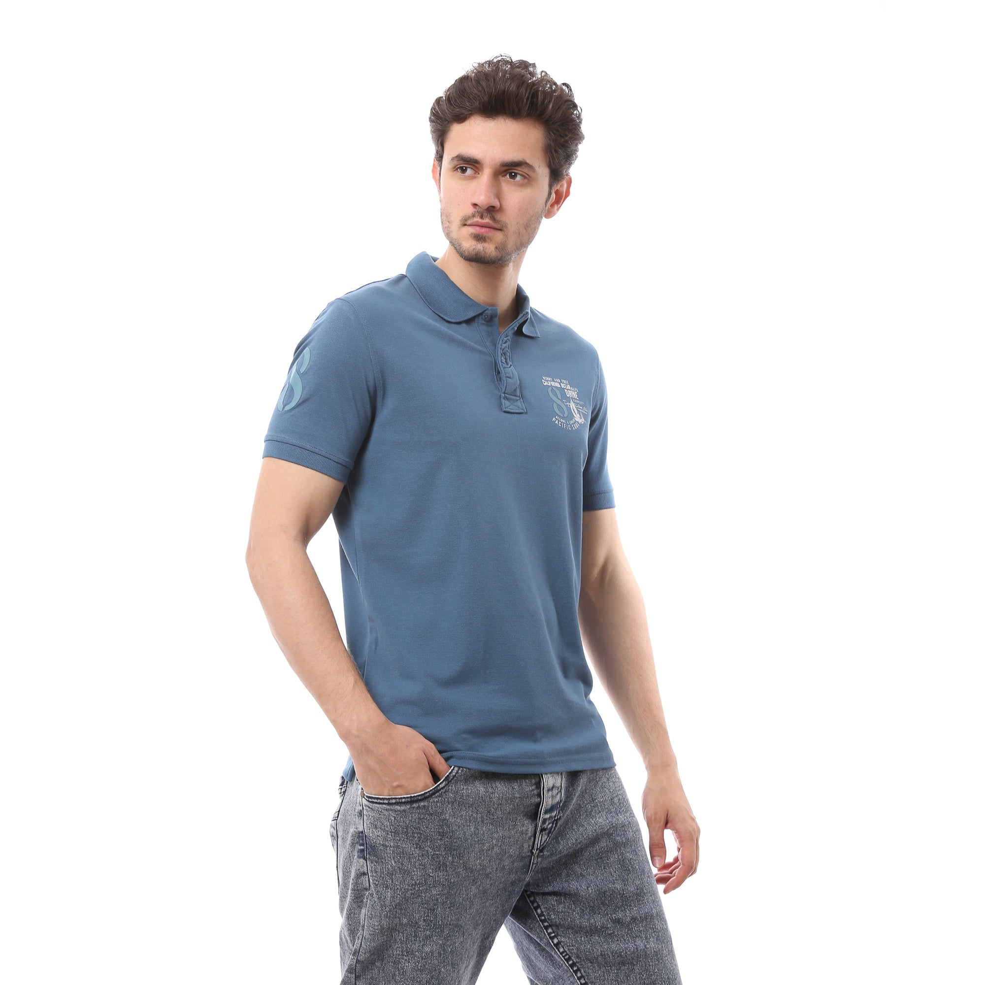 Classic Cotton Polo T-Shirt For Men - Indigo