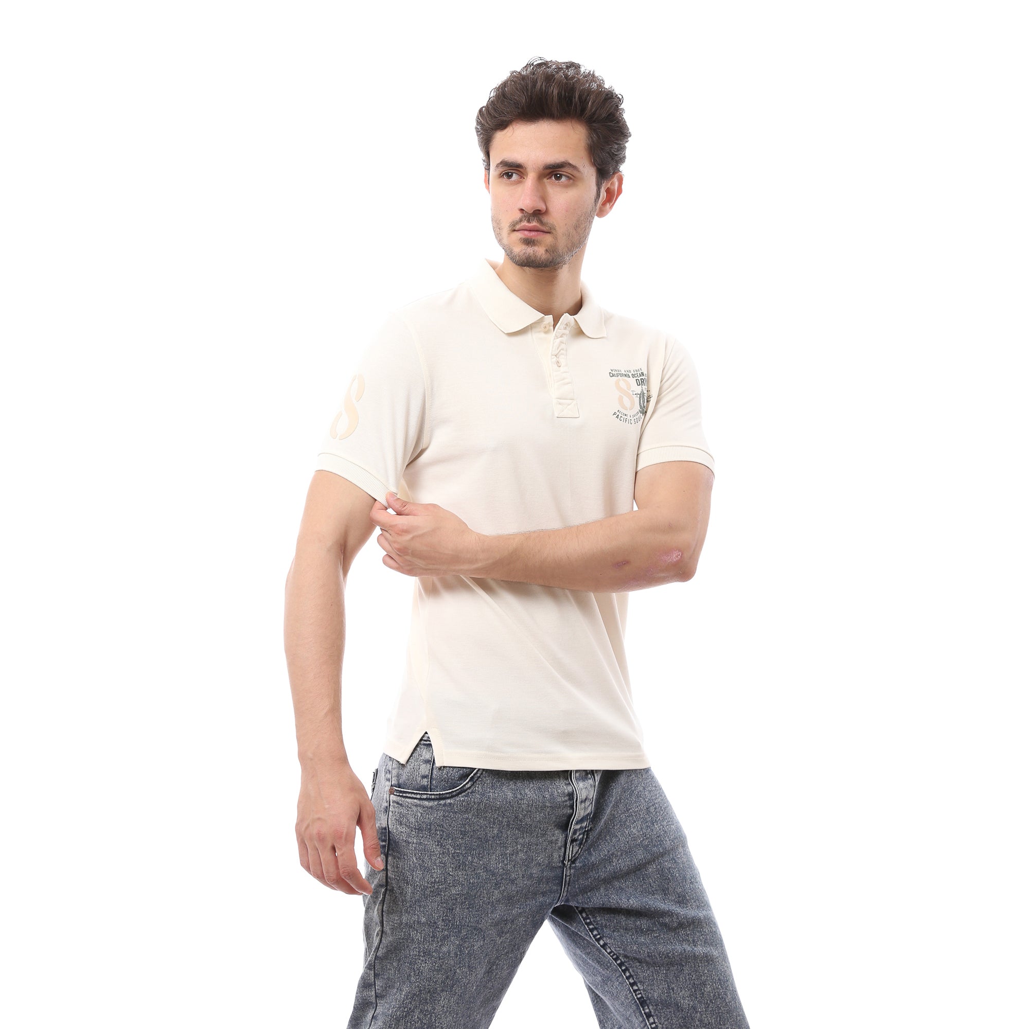 Classic Cotton Polo T-Shirt For Men - Off White