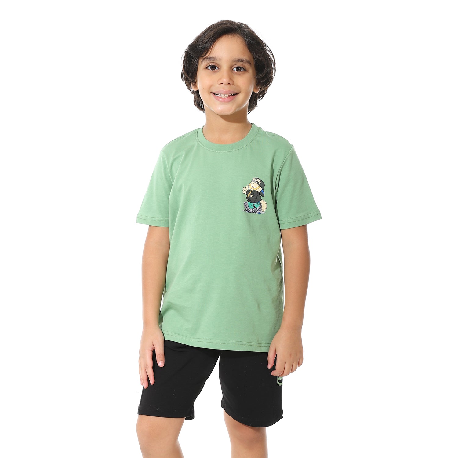 Boys Printed Colorful Summer & Pajama Shorts Set - Green