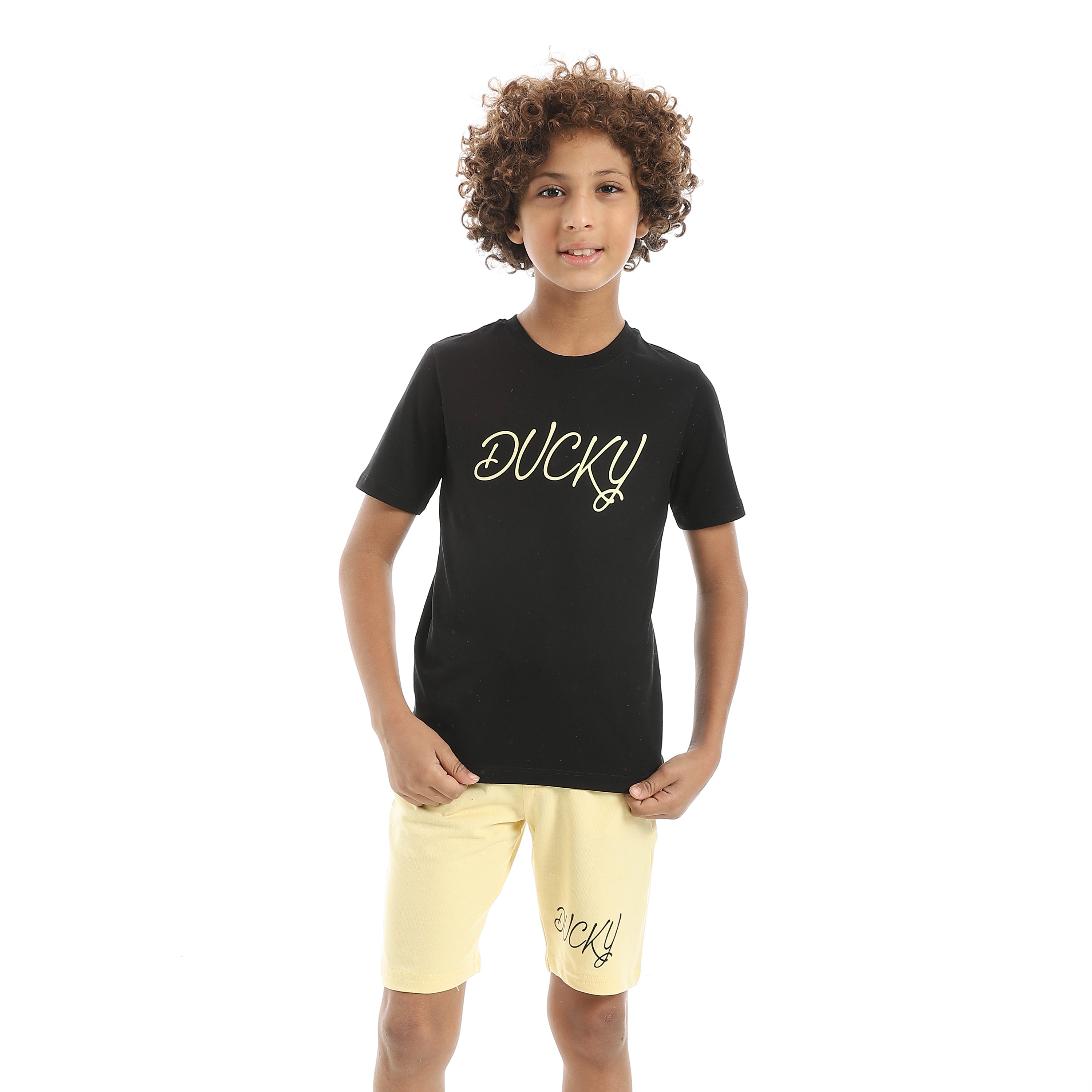 Boy's Jacquard Pajama Set with Printed