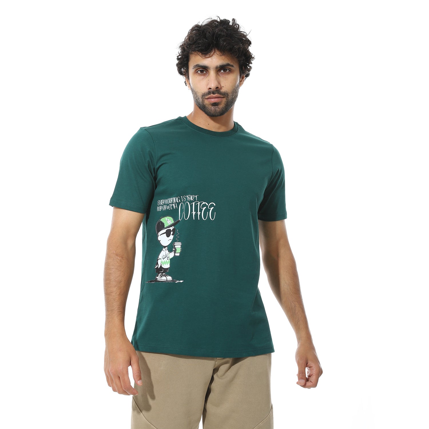 Men's Cotton Regular Fit T-Shirt- Green
