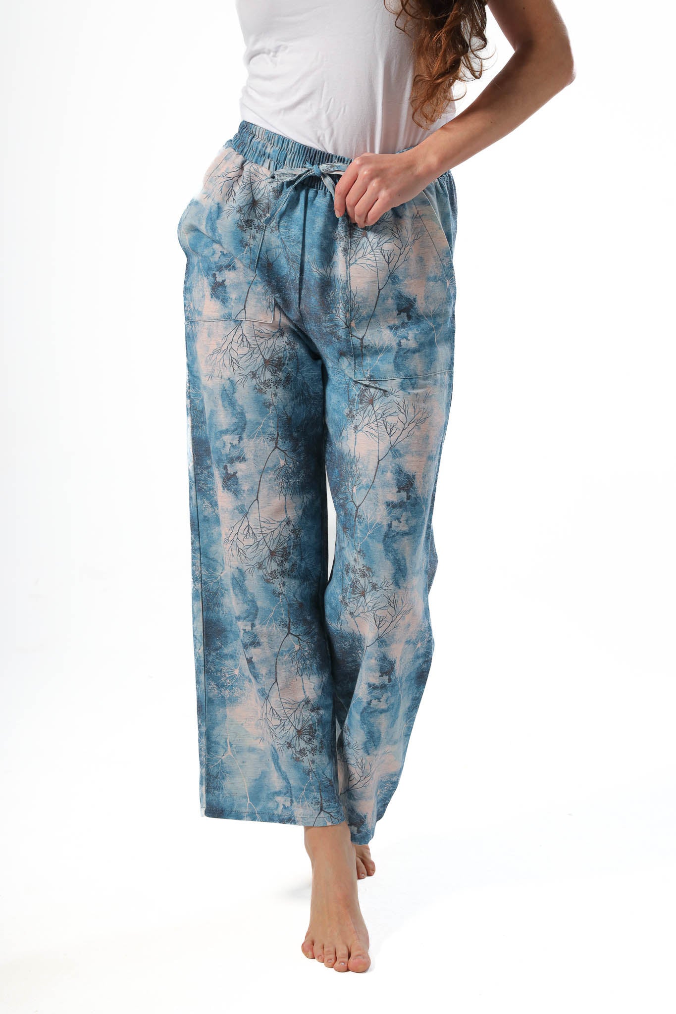 Wide Leg pants, full elastic waist - Navy