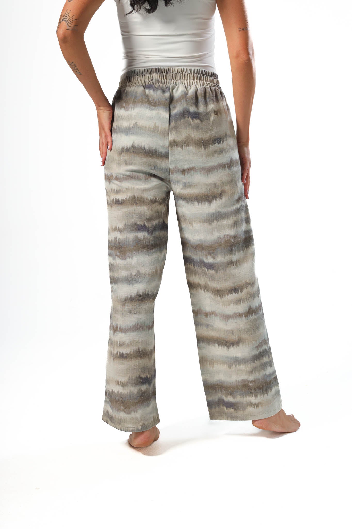 Wide Leg pants, full elastic waist - Olive