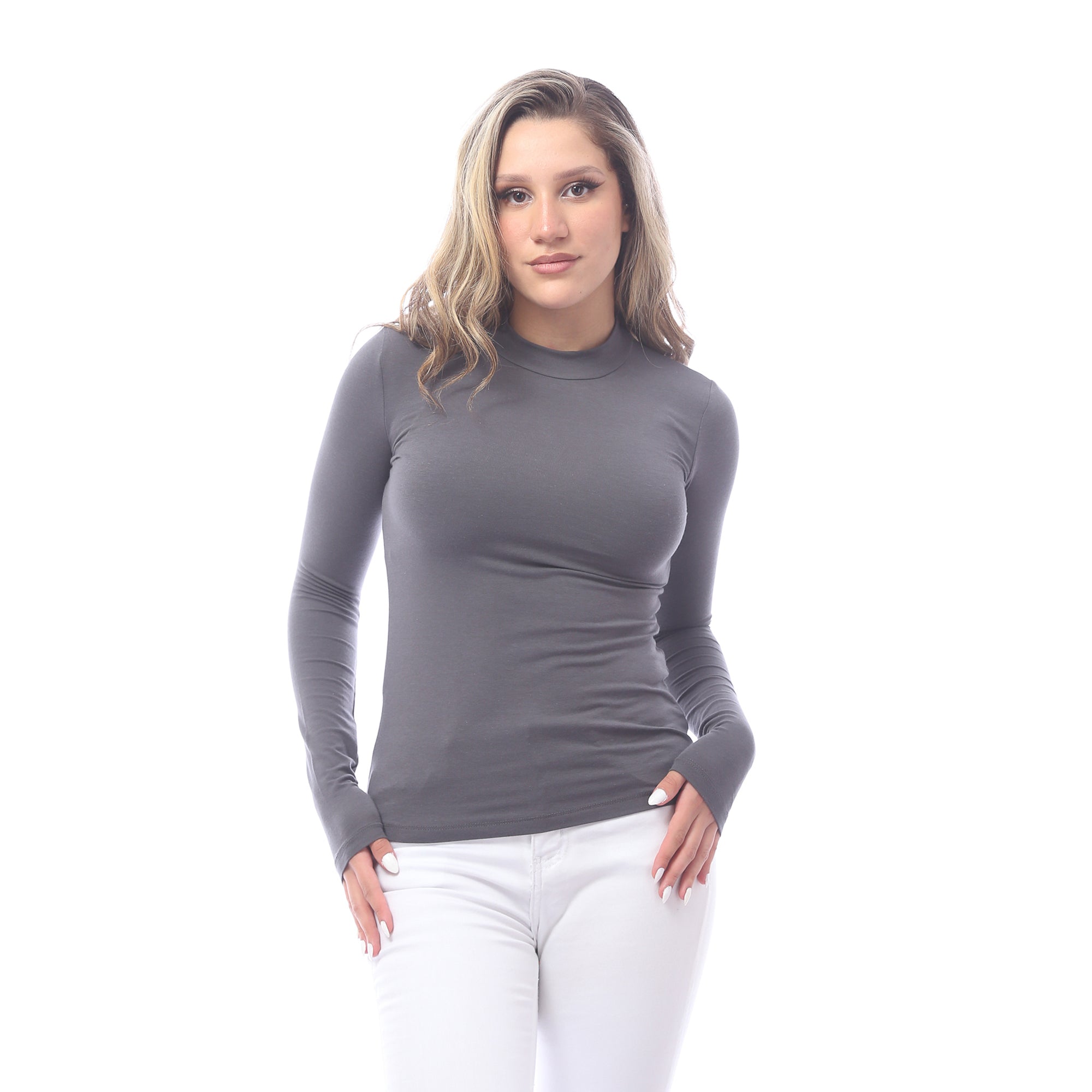 High Neck Long Sleeve T-Shirt For Women