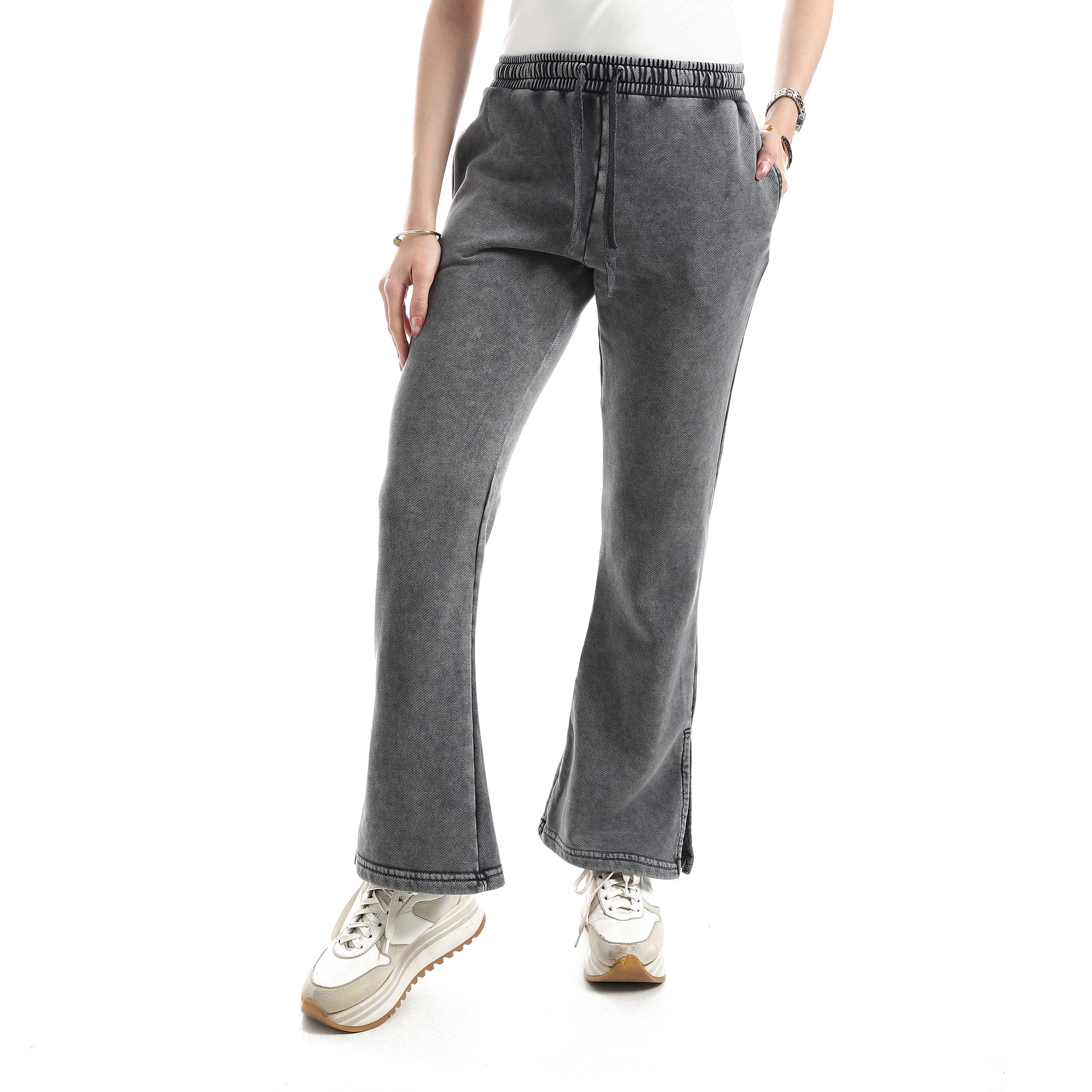 Women's Vintage-Wash High-Rise Flare Pants