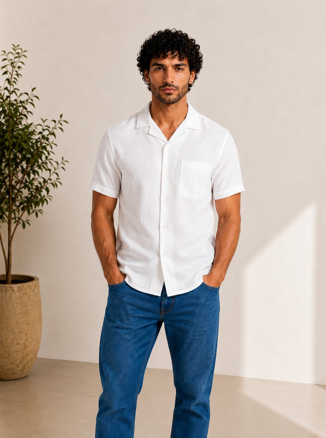 Men Classic Short-Sleeve Button-Up Shirt