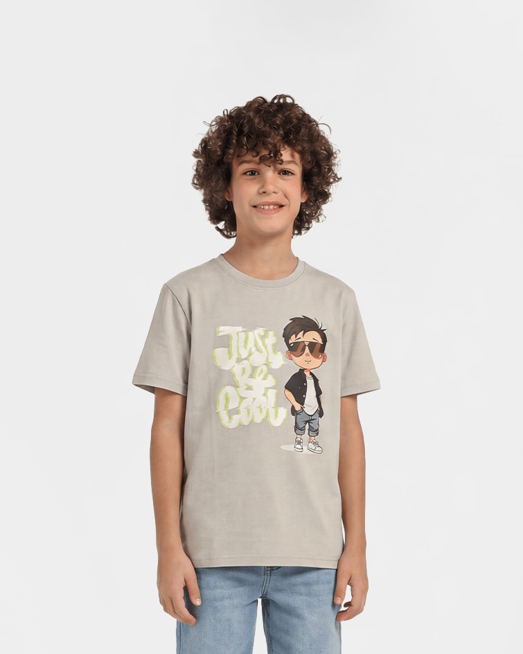 Boy Casual Printed Tee - Red Cotton