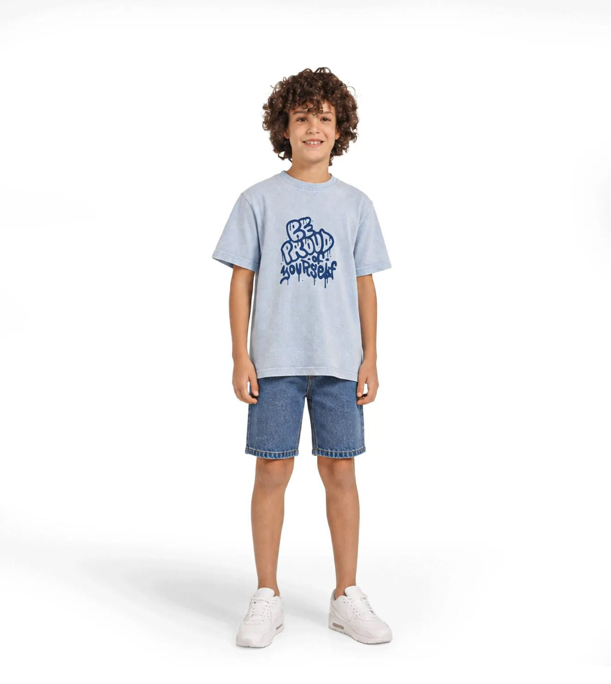 Boys’ Baby Blue Short Sleeve T-Shirt - Red Cotton