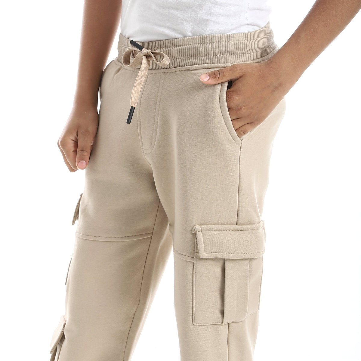 Boy’s beige Jogger Sweatpants - Red Cotton