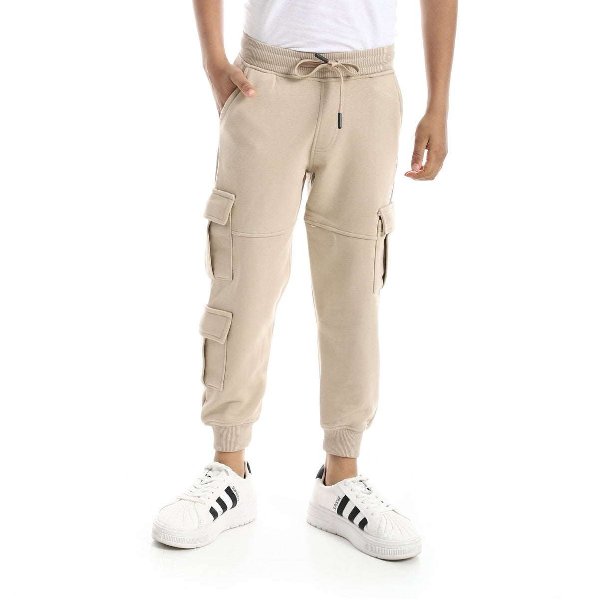 Boy’s beige Jogger Sweatpants - Red Cotton