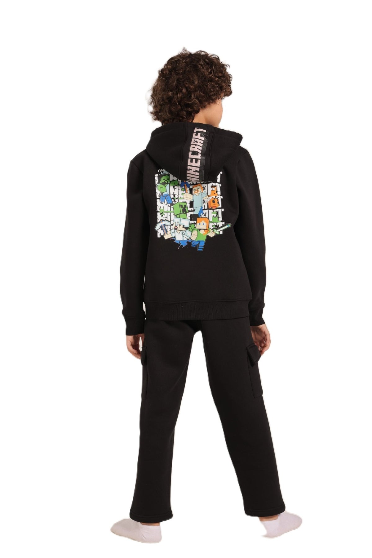 Boys’ Black Hoodie Pajama set - Red Cotton