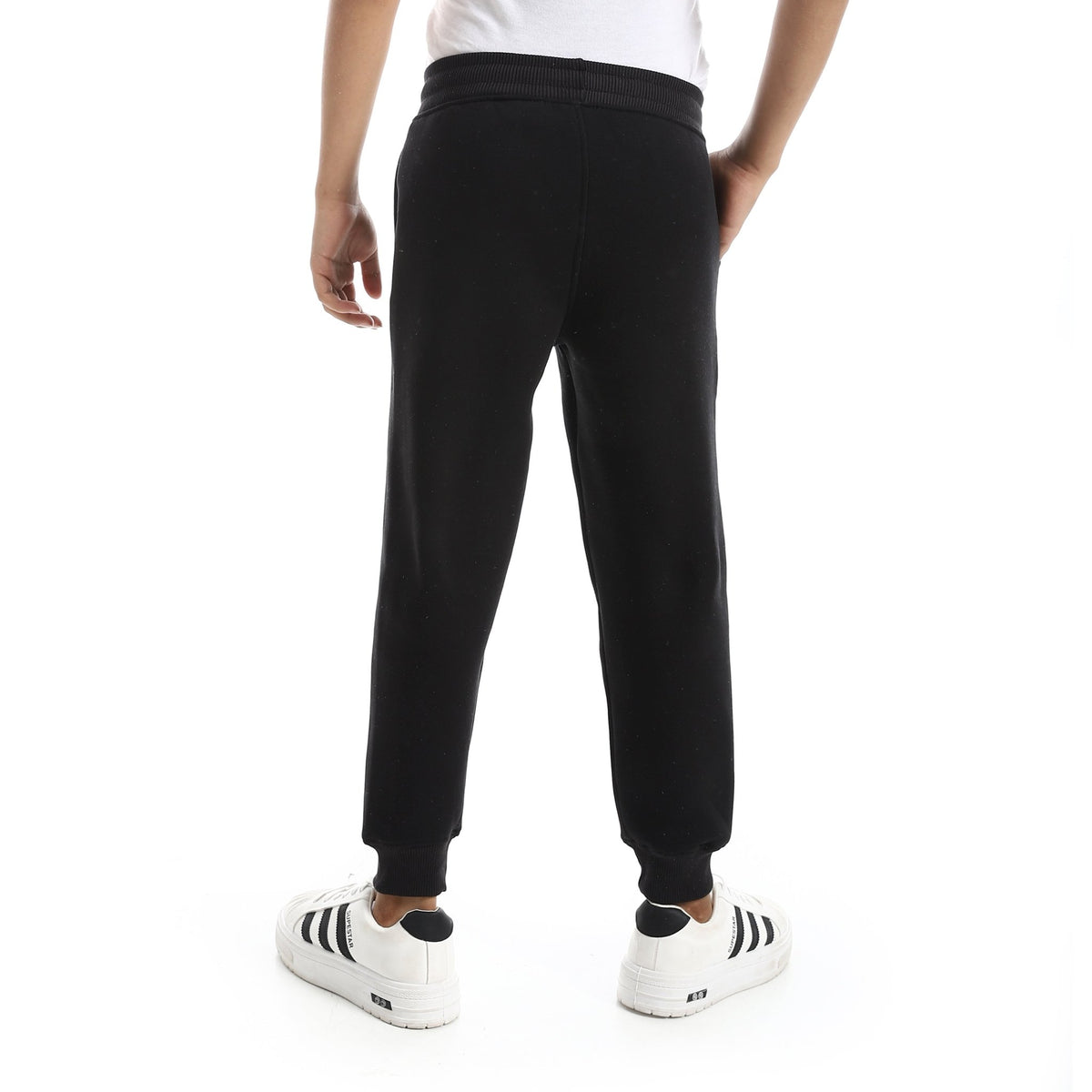 Boy’s Black Jogger Sweatpants - Red Cotton