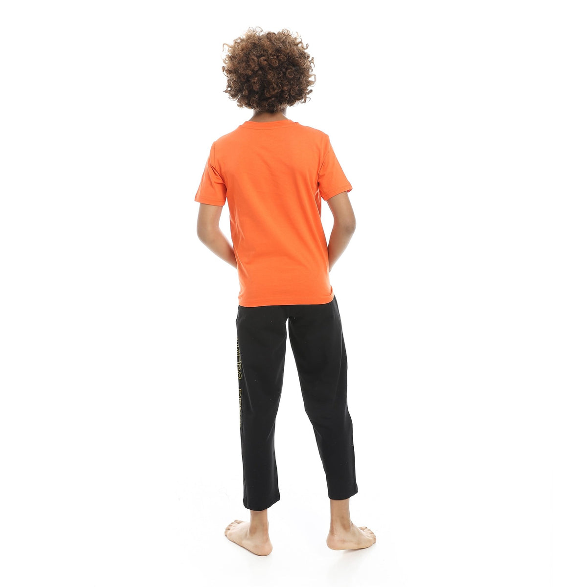 Boys Cool Pajama Set Printed - Orange - Red Cotton