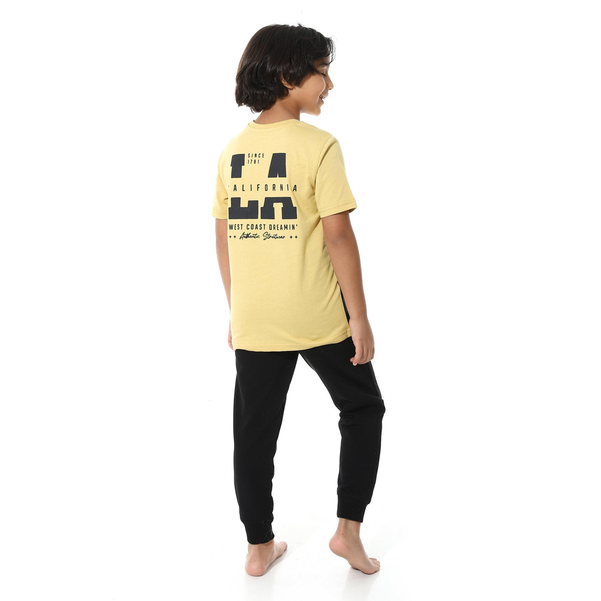 Boys' Cool Pajama Set - printed Tee-Black - Red Cotton