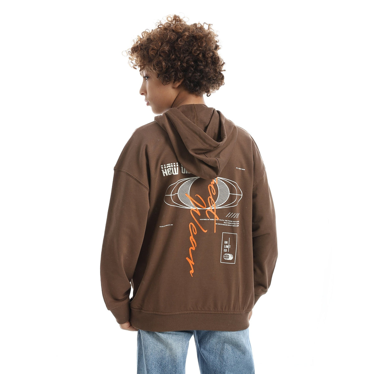 Boys' Graphic Print Autumn Hoodie - Red Cotton