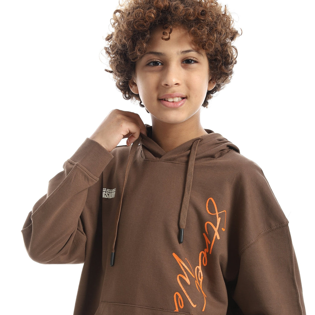 Boys' Graphic Print Autumn Hoodie - Red Cotton