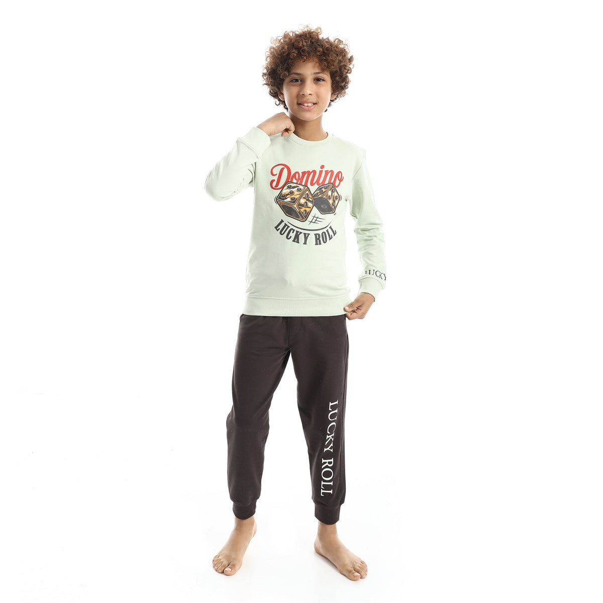 Boys' "Lucky Roll" Two-Piece Autumn Set – Summer Milton - Red Cotton