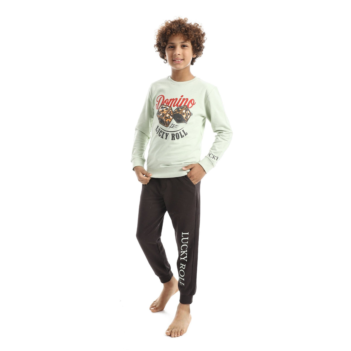 Boys' "Lucky Roll" Two-Piece Autumn Set – Summer Milton - Red Cotton