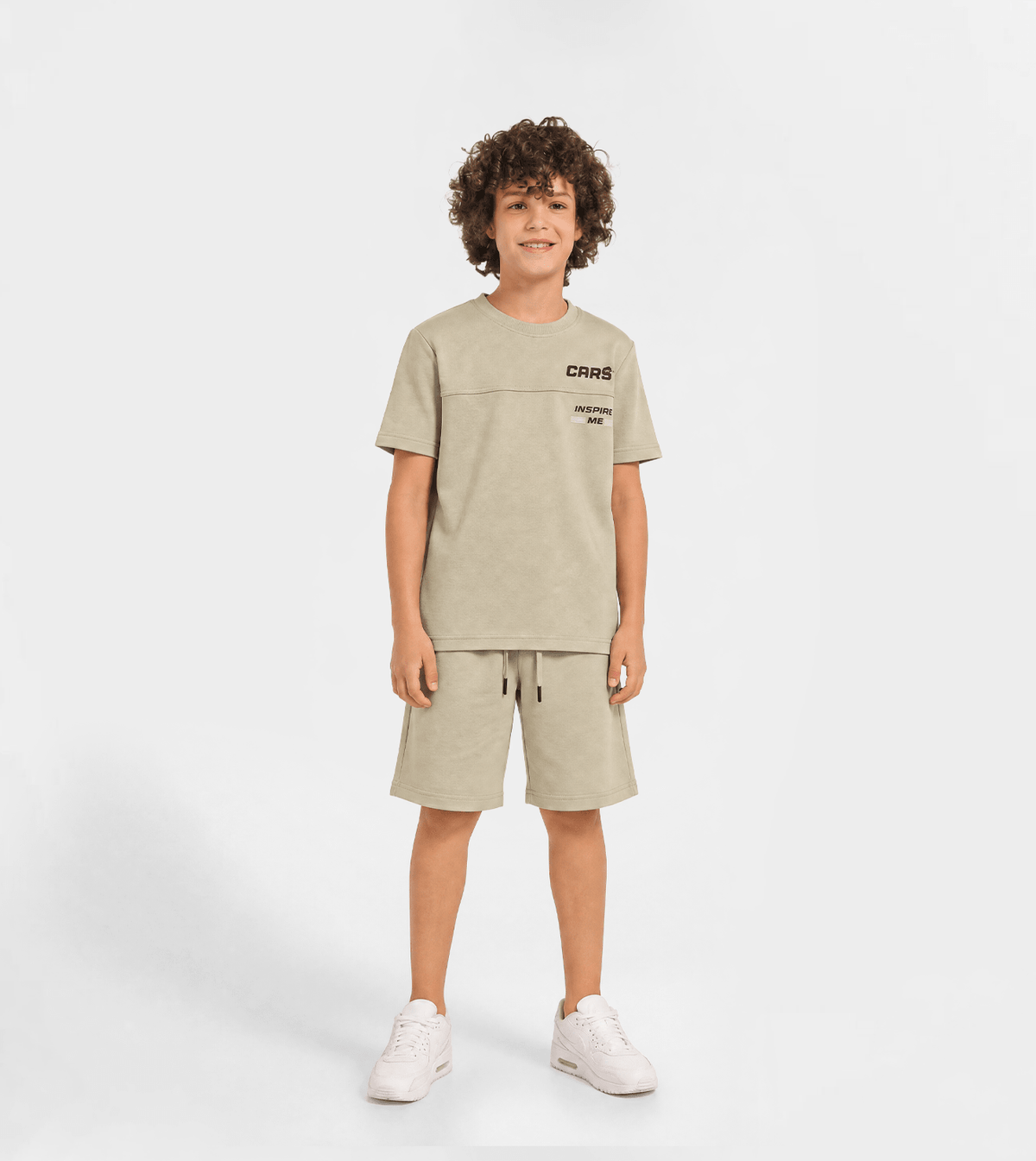 Boys Melton Shorts Set in Soft Mint - Red Cotton