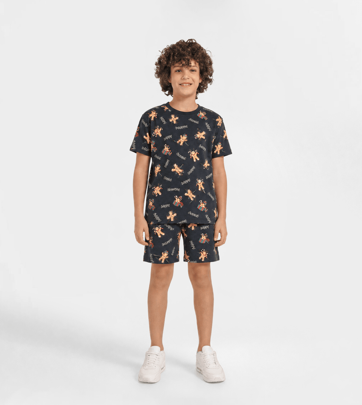 Boys Navy Pajama Set - Red Cotton