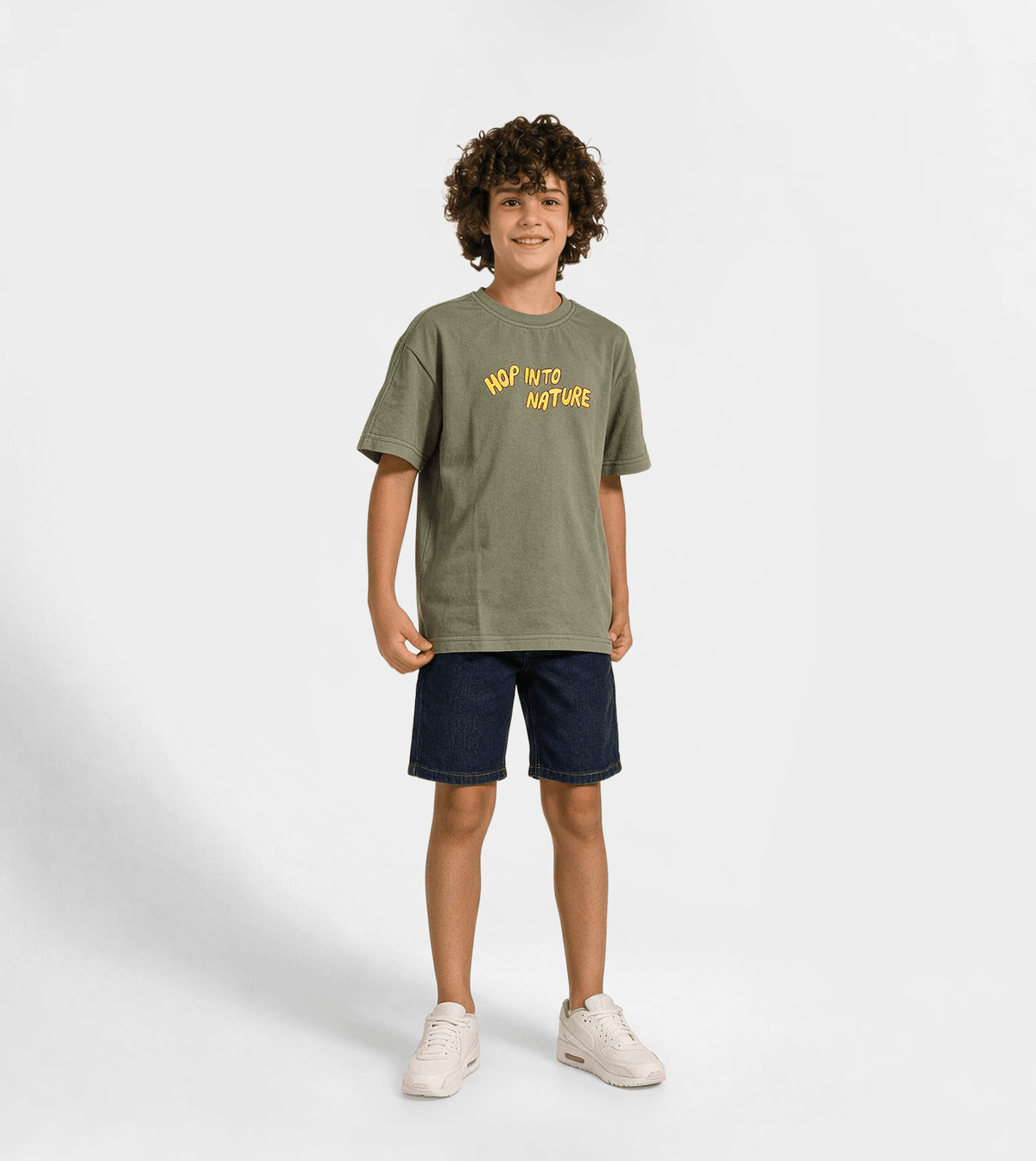 Boys’ Olive Green T-Shirt - Red Cotton
