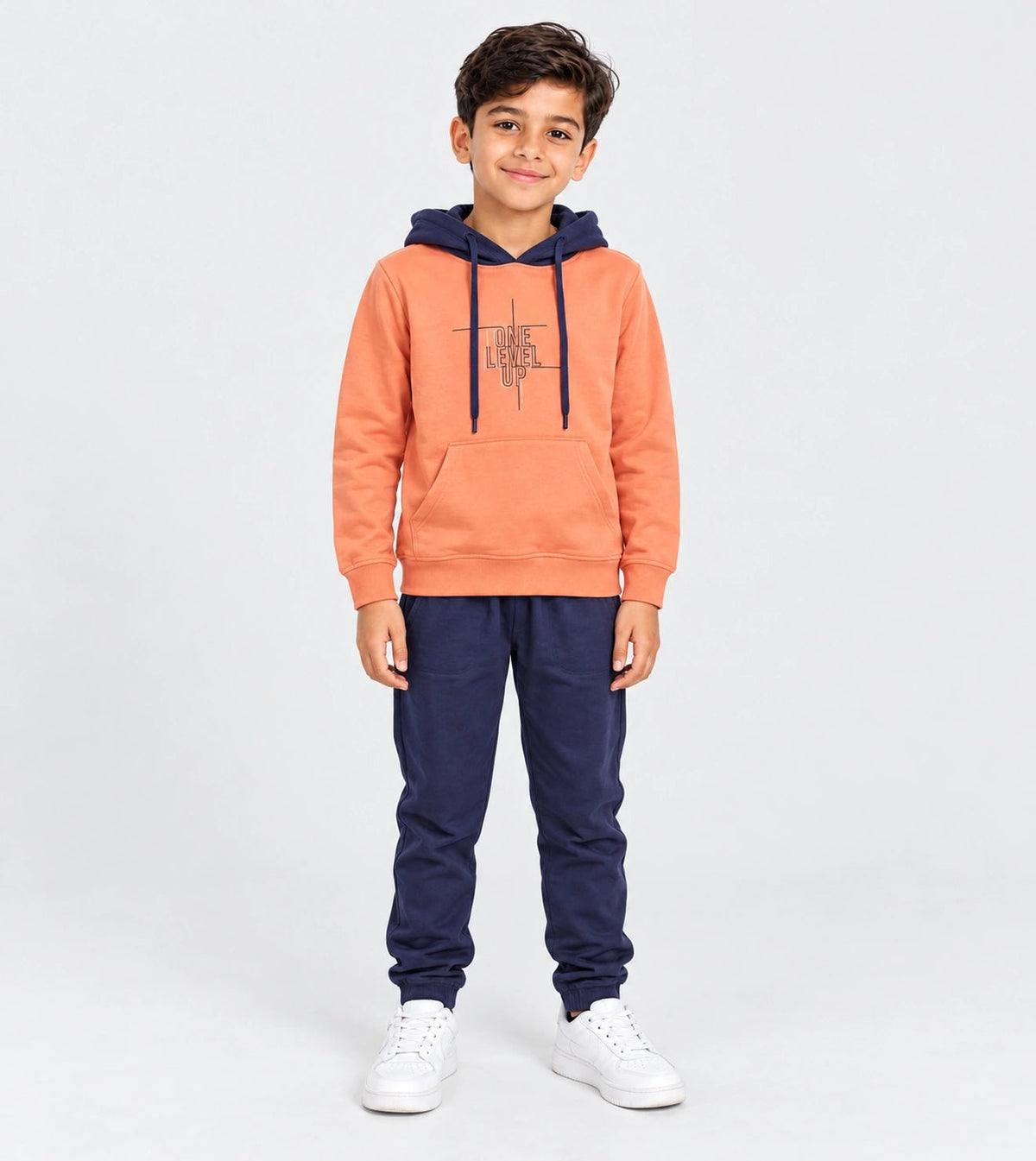 Boys’ Orange Hoodie Pajama Set | Red Cotton - Red Cotton