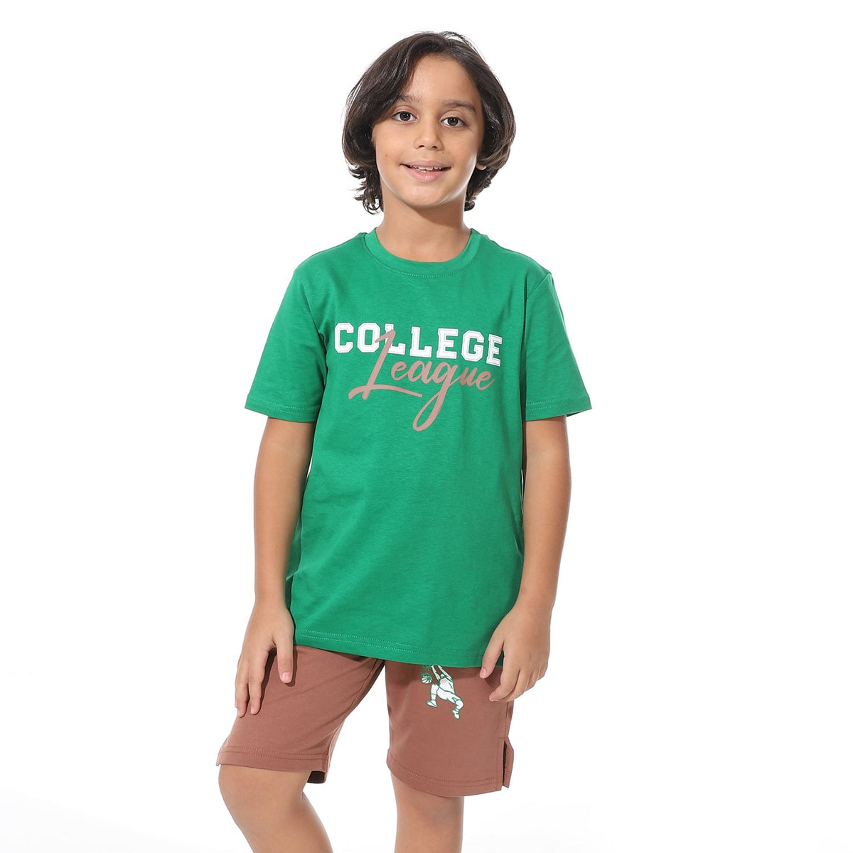 Boys’ Printed Back Short Pajama Set – Cool and Comfy Sleepwear - Red Cotton