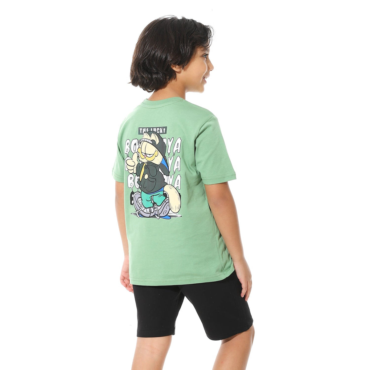 Boys Printed Colorful Summer & Pajama Shorts Set - Green - Red Cotton